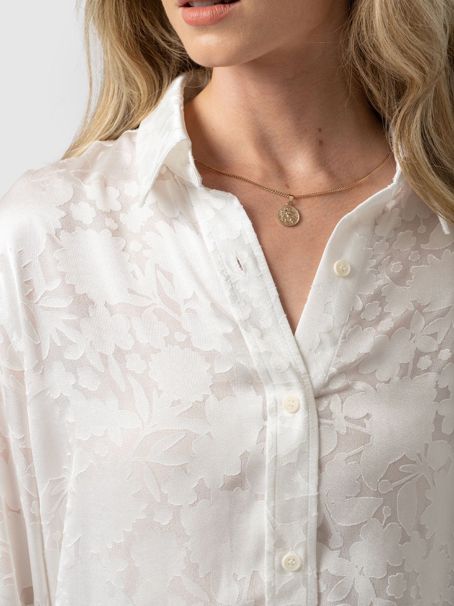 Boyfriend Shirt White Burnout - Women's Shirts | Saint + Sofia® UK